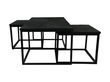 HSM Collection-Salontafelset Set Van 3-110x60x45/50x50x40(2)-Zwart-Mango/Metaal