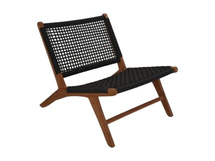 HSM Collection-Tuin Loungestoel Rio KD-66x80x65-Zwart/Naturel-Teak/Bananenblad
