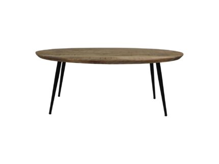 HSM Collection-Ovale Salontafel Bern Swiss Edge-100x60x38-Naturel/Zwart-Mango/Metaal