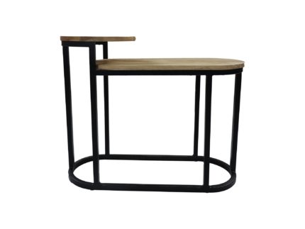 HSM Collection-Bijzettafel Ovaal Plateau-75x30x60-Naturel/Zwart-Mango/Metaal