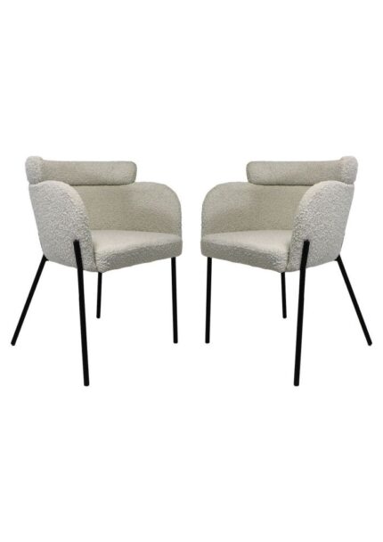 HSM Collection-Eetkamerstoel Luca S/2-57x60x81-Wit/Zwart-Stof/Metaal