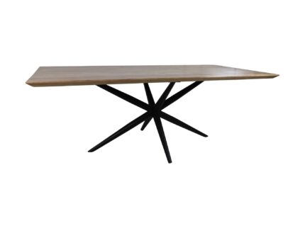 HSM Collection-Rechthoekige Eettafel Zürich-160x90x76-Naturel/Zwart-Acacia/Metaal
