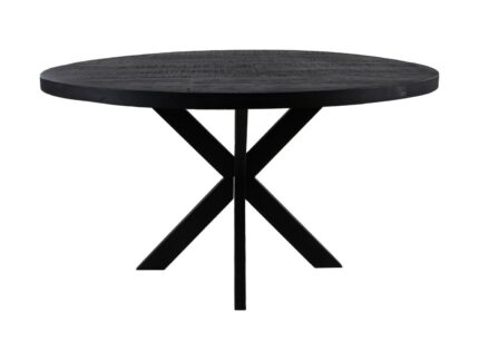 HSM Collection-Ronde Eettafel Melbourne-120x120x76-Zwart-Mango/Metaal