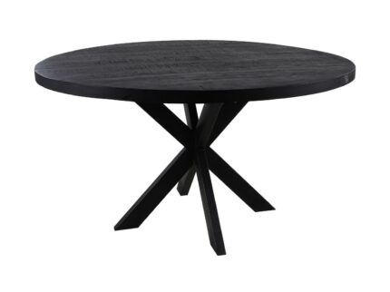 HSM Collection-Ronde Eettafel Melbourne-130x130x76-Zwart-Mango/Metaal