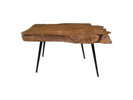 HSM Collection-Rechthoekige Salontafel Root-80x50x43-Naturel/Zwart-Teak/Metaal