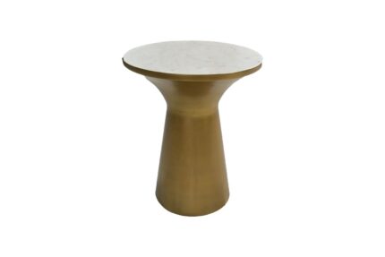 HSM Collection-Ronde Bijzettafel-ø40x50-Wit/Goud-Marmer/Metaal