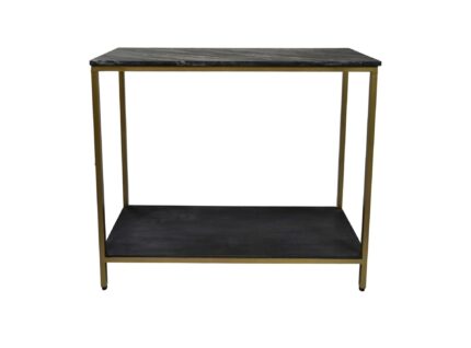 HSM Collection-Wandtafel Marmer-100x35x86-Zwart/Goud-Marmer/Metaal