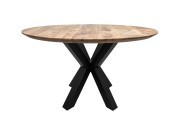 HSM Collection-Ronde Eettafel Zürich-80x80x76-Naturel/Zwart-Acacia/Metaal