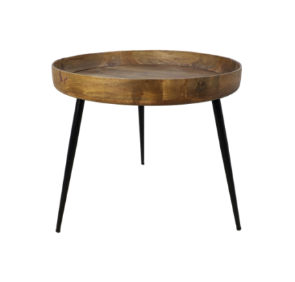 HSM Collection-Ronde Bijzettafel Ventura-ø60x52-Naturel/Zwart-Mango/Metaal