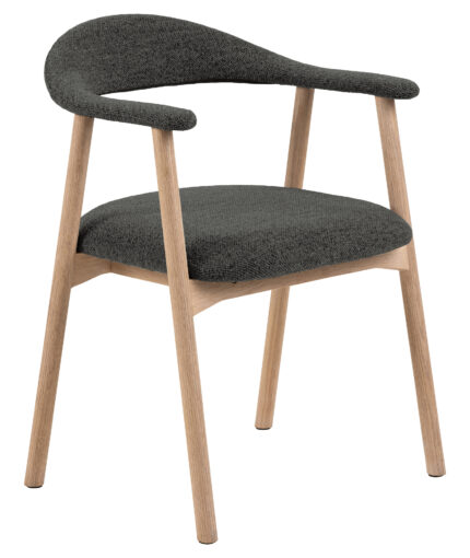 HSM Collection-Eetkamerstoel Ella Met Arm S/2-56x54x76-Grijs/White Pigmented-Stof/Eiken