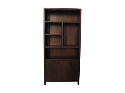 HSM Collection-Wandkast Met 5 Vakken R-100x42x215-Bruin-Teak Fineer