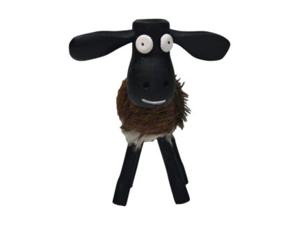 HSM Collection-Schaap Shawn Small-32x14x32-Assorti/Zwart-Geitenhuid/Teak