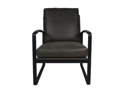 HSM Collection-Fauteuil Miami-95x65x95-Donker Grijs/Zwart-Leder/Metaal