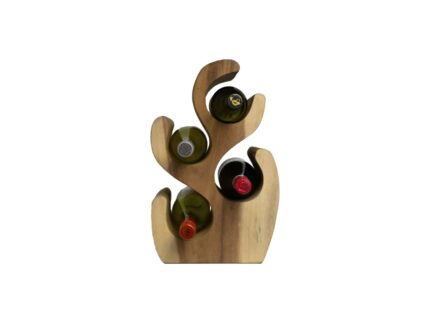 HSM Collection-Staand Wijnrek Vins 4 Flessen-26x16x40-Naturel-Munggur