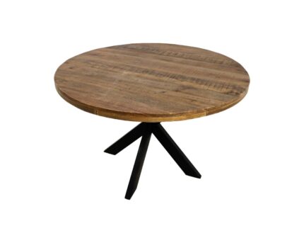 HSM Collection-Ronde Eettafel Melbourne-80x80x76-Naturel/Zwart-Mango/Metaal