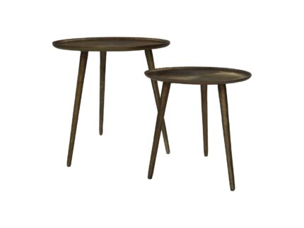 HSM Collection-Ronde Bijzettafel S/2-ø50*50/ø40*40-Goud-Metaal
