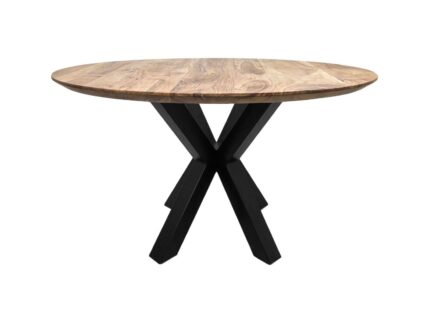 HSM Collection-Ronde Eettafel Zurich-1-ø100x76-Naturel/Zwart-Acacia/Metaal