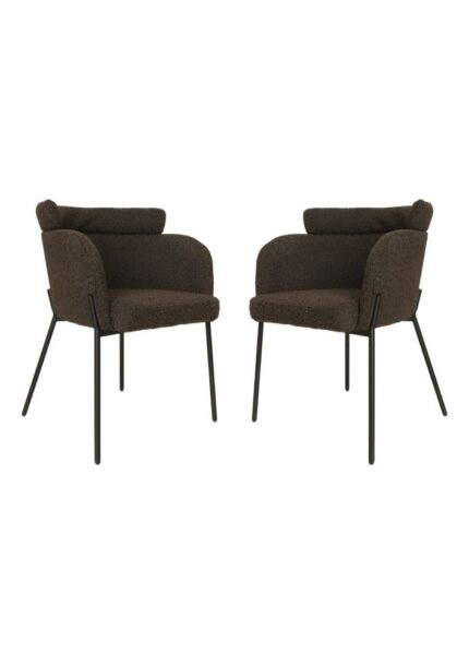 HSM Collection-Eetkamerstoel Luca S/2-57x60x81-Bruin/Zwart-Stof/Metaal